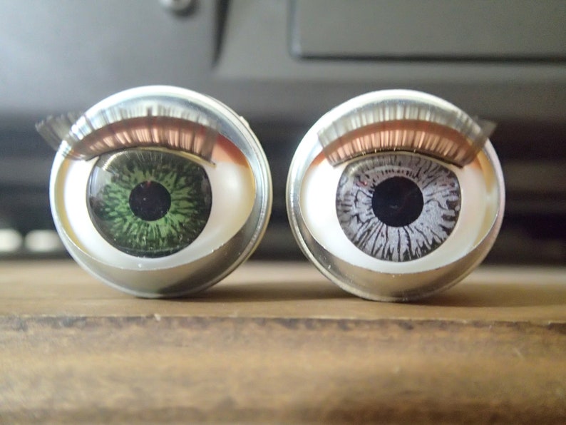 6 Grey Eyes 4 Green Eyes Lot 1 10 Large Size 22 Blinking Sleeping Open Close Doll Eyes with Lashes