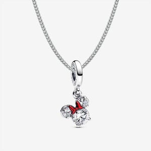 Minnie Mouse Dangle Charm – Sterling Silver CZ & Red Enamel Bow Pendant – Gift for Her, Birthday, Best Gift, Bracelet or Necklace Jewelry image 4