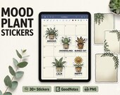 GoodNotes Mood Plant Stickers | Botanical Digital Planner Stickers | Mental Health Journal PNG Pack | Cozy Planner Stickers