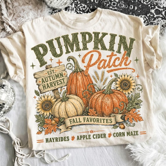 Retro Pumpkin Patch PNG, Vintage Fall Sublimation Design, Farm Fresh Pumpkin Shirt Graphic, Distressed Autumn PNG, Instant Digital Download