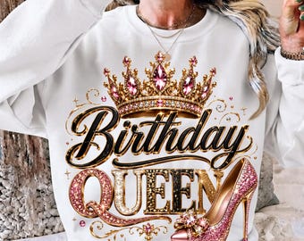 Birthday Queen PNG, Birthday Girl Sublimation, Pink Crown Birthday Shirt Design, Birthday Diva PNG, Queen Birthday Digital Download