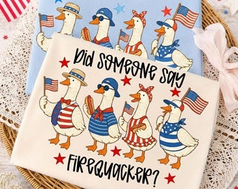 Firequacker Goose PNG, Funny 4th Of July Goose Design, Patriotic American Flag, Red White Blue USA Sublimation, DTF Instant Download