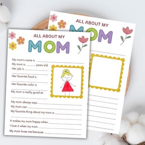 All About My Mom Printable, Mother’s Day Questionnaire for Kids, Funny Mom Interview Sheet, DIY Gift from Kids PDF, Instant Download