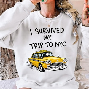 I Survived My Trip To NYC PNG, Funny New York City Yellow Taxi, Retro Travel Souvenir Shirt Design, Vacation Sublimation Digital Download