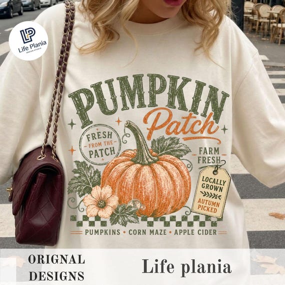 Retro Pumpkin Patch PNG, Vintage Fall Sublimation Design, Farm Fresh Pumpkin Shirt Graphic, Distressed Autumn PNG, Instant Digital Download