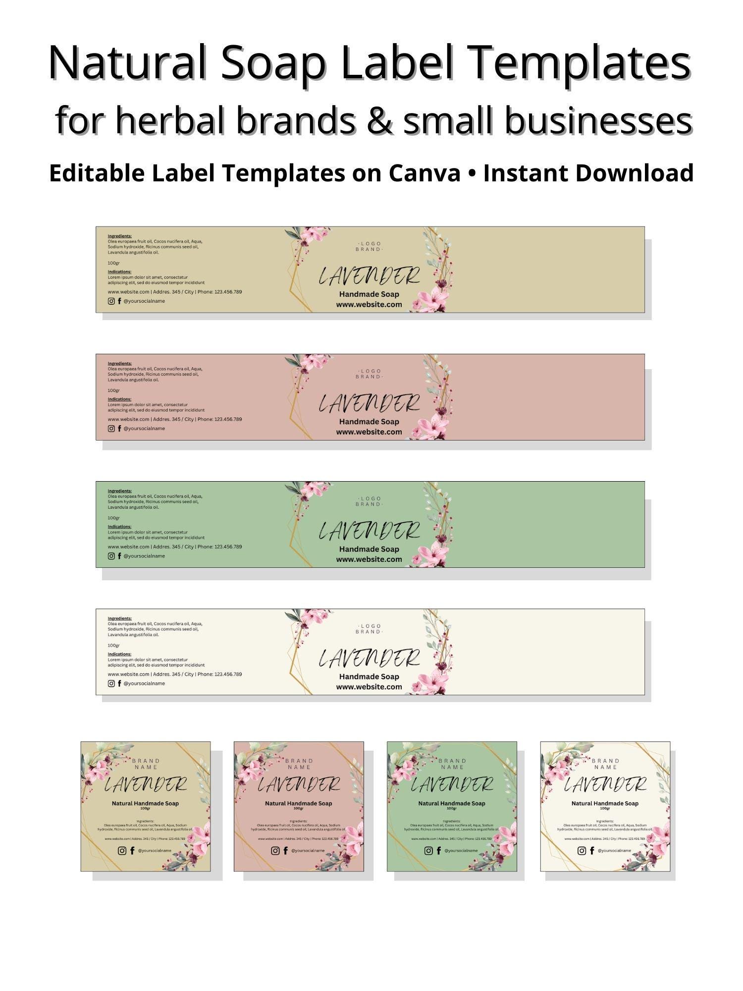 Editable Soap Label Templates – Digital Bundle for Handmade Soap, Canva ...