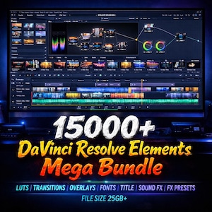 Paquete de más de 15 000 LUT de transición de DaVinci Resolve, ajustes preestablecidos de efectos, paquete de gradación de color, cubo DRP DRA Lut y paquete de edición de vídeo profesional.
