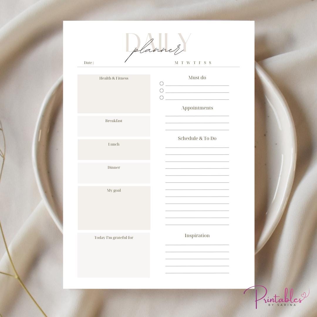 Printable Daily Planner | Daily Planner PDF | Instant Download ...