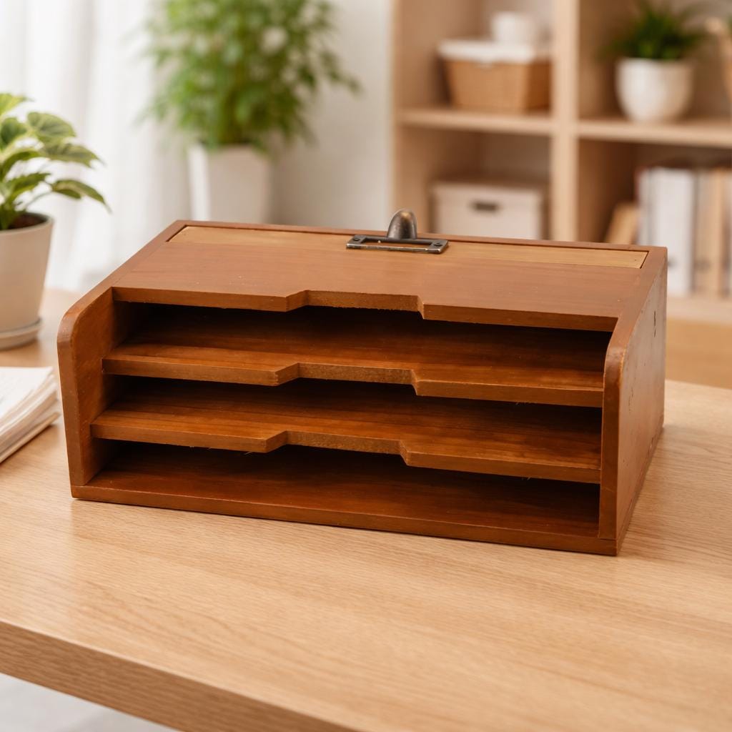 Vintage Wooden Desktop Organizer Drawer Box, Multipurpose Storage for ...