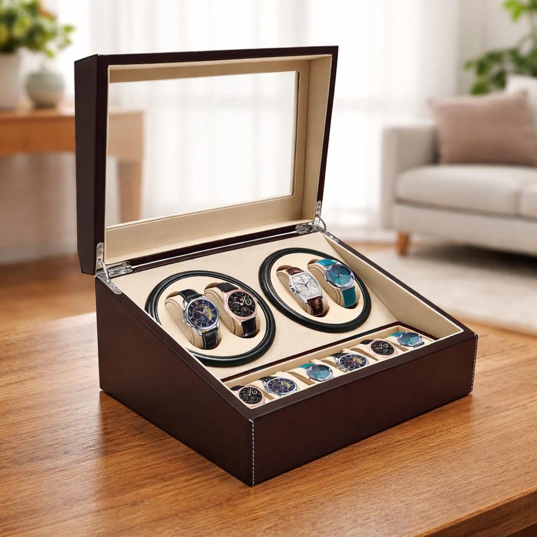4+6 Automatic Watch Winder Box PU Leather Watch Storage Case Mechanical ...