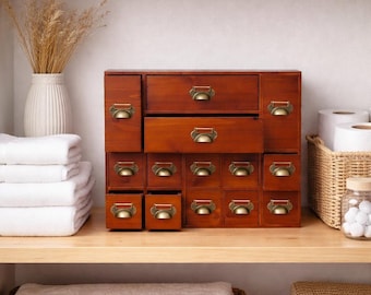 Vintage Apothecary Cabinet Wooden Card Catalog Drawer
