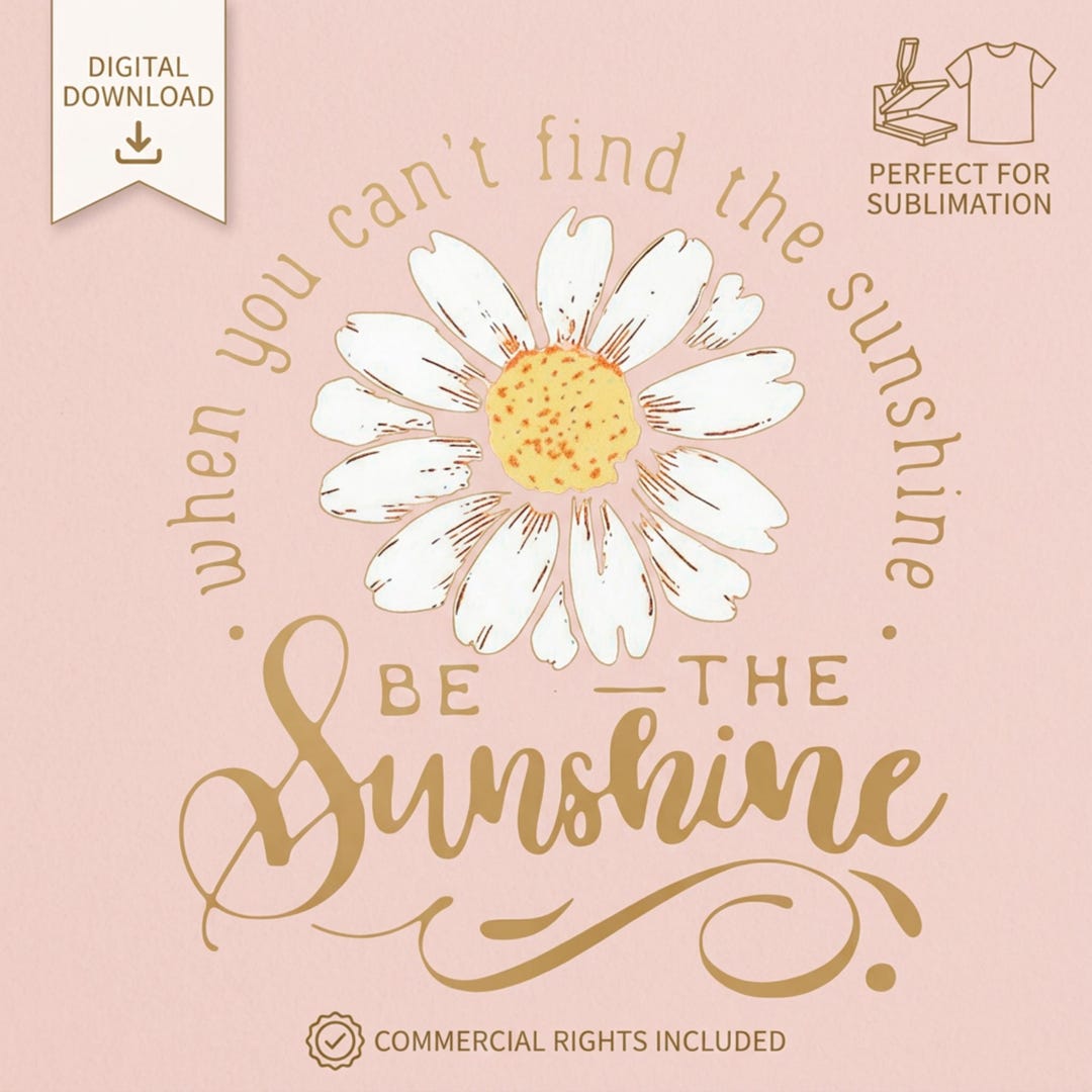 Be the Sunshine – Daisy PNG | Inspirational Floral Sublimation Design ...