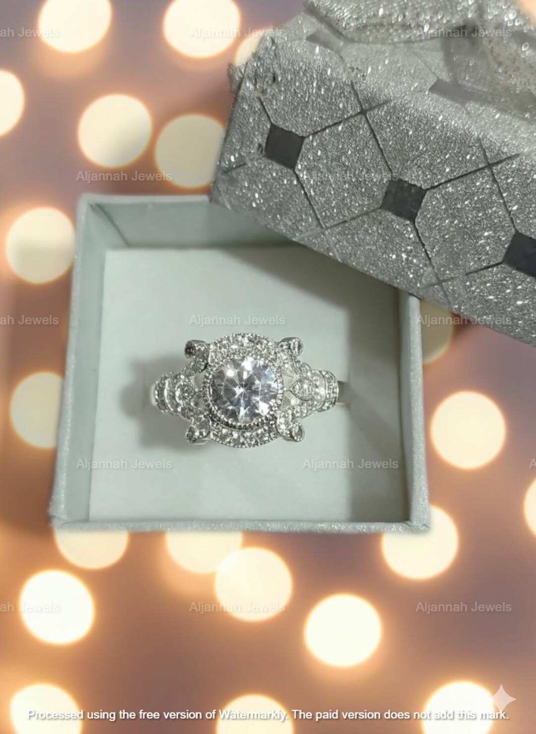 Women's Ring 2ct Round Lab Created Diamond 14K White Gold Plated - Etsy