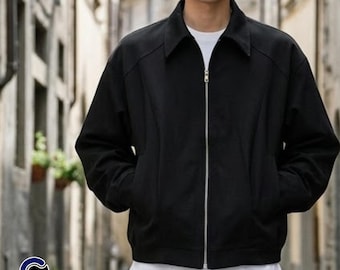 Veste de costume ample | Manteau zippé | Vêtements décontractés épurés | Mode streetwear de l'an 2000
