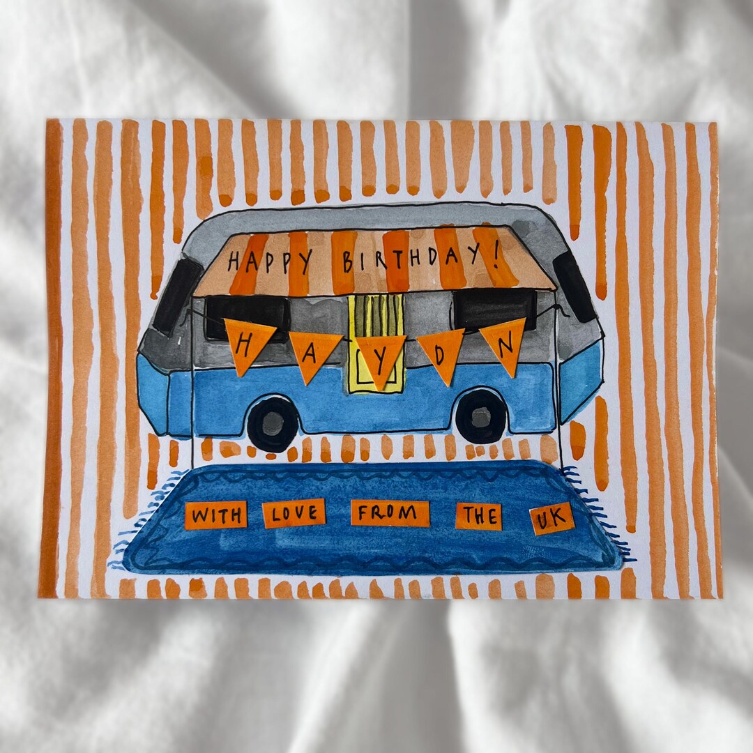 Personalised Campervan Birthday Card - Etsy