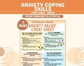 Anxiety Relief Cheat Sheet | Coping Skills, Grounding Techniques (Digital Download)