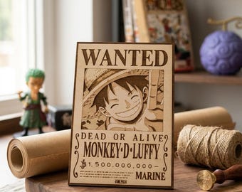 Wanted Monkey D. Luffy Poster 10 x 15 cm | 3D Vintage Effect Print | One Piece Anime Decoration