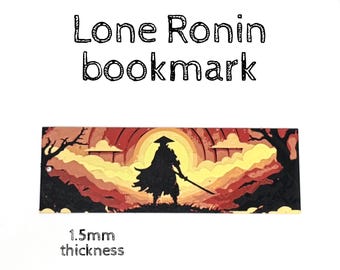 3D-utskrivet bokmärke med ensam Ronin | Samurai Anime-bokmärke | Japansk konstgåva | 150 x 50 mm tunn 1,52 mm