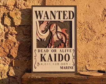 Kaido Wanted Poster 3D Print | One Piece Wall Art 15x10 cm | Kaido Wanted Decor | Anime Room Decor | Manga Collection | Geek Desk Setup Gift