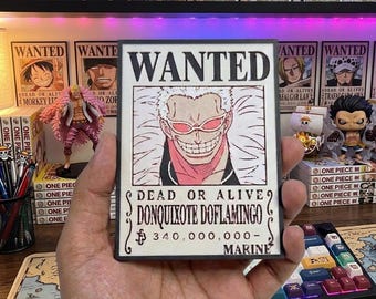 Doflamingo Wanted Poster 3D Print Wood Effect 15x10 cm | One Piece Wall Decor | Anime Collectible | Manga Gift