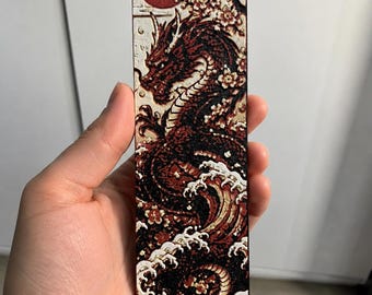 Japanese Dragon Bookmark | Anime Manga Bookmark | Sakura Wave Fantasy Gift | Japanese Aesthetic Book Accessory