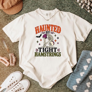 Haunted By Tight Hamstrings Shirt, Funny Yoga Halloween Tee, Flexibility T Shirt, Pilates Mobility Gift, Comfort Colors Stretching Shirt