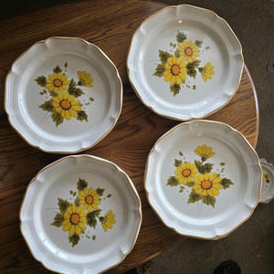 Vintage Mikasa Sunny Side middagstallrik 28 cm stengods, solrosporslin, mitten av århundradet modernt