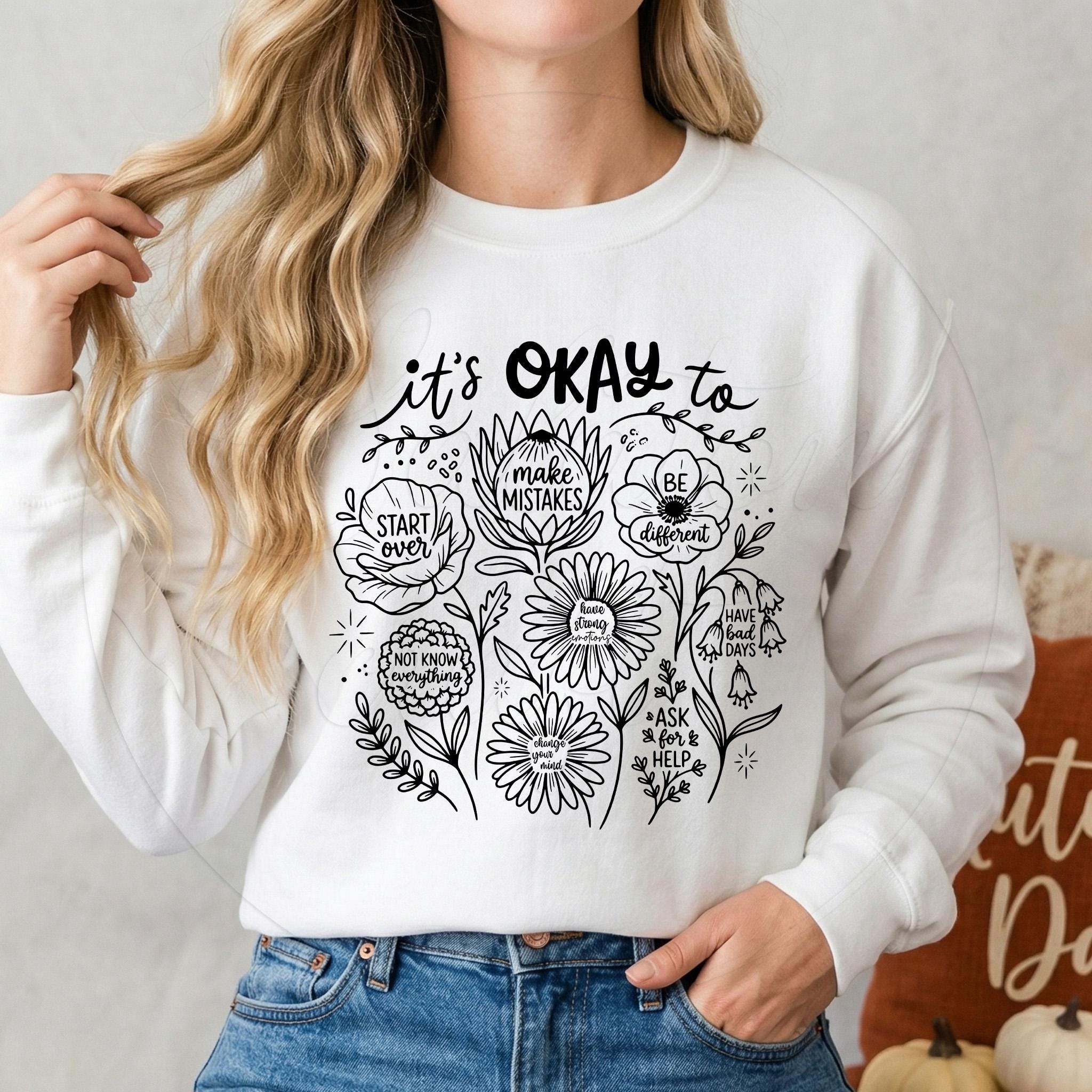 Floral Affirmation SVG | Boho Wildflower Mental Health Shirt Design (Digital Download)