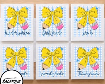 Bow Pencil Back to School SVG PNG Bundle, Grade Level Sublimation Design, Pre-K Kindergarten 1st 2nd 3rd Grade Shirt File