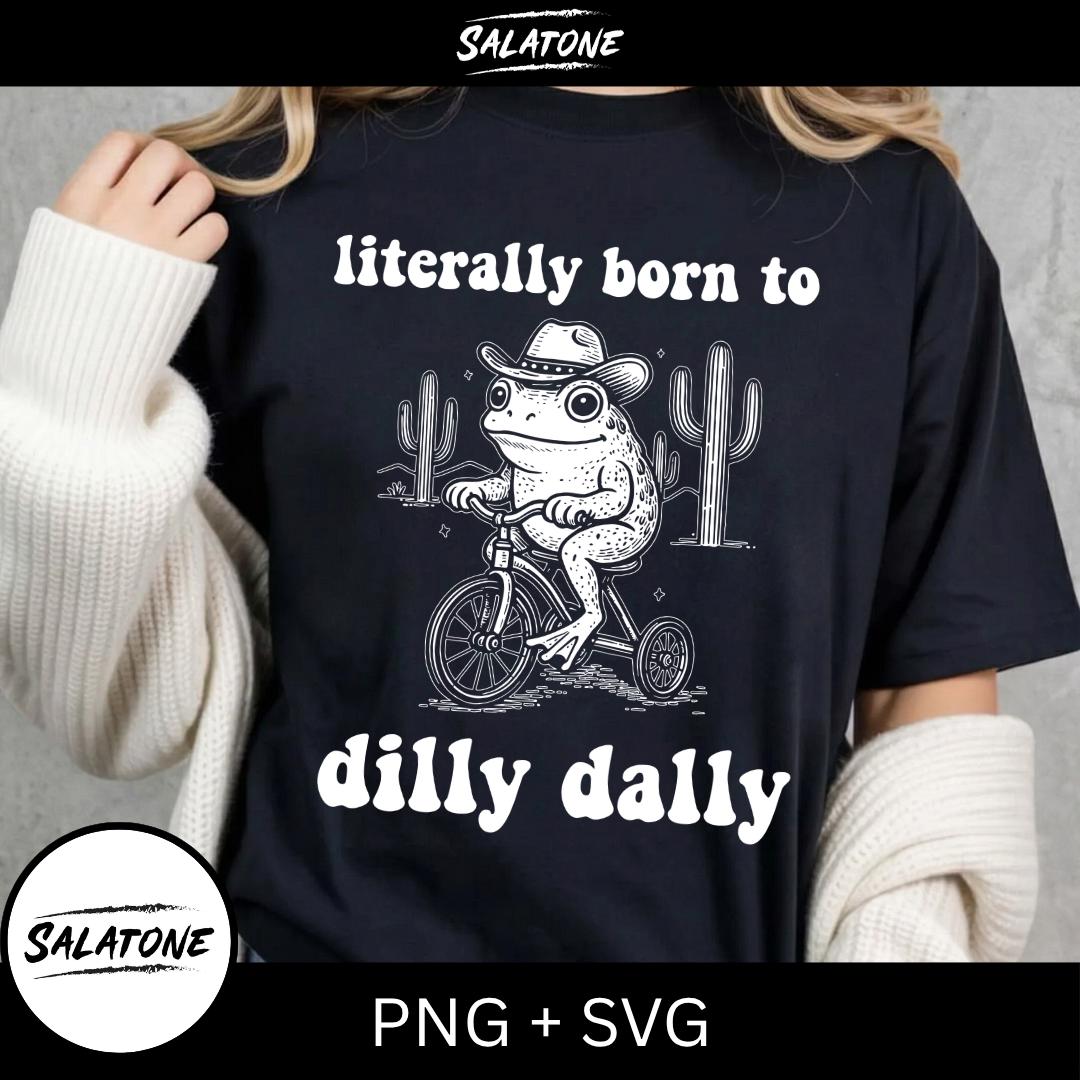 Cowboy Frog Dilly Dally SVG PNG Design | Retro Tricycle Graphic (Digital Download)