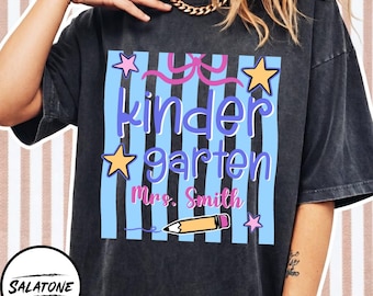 Hello Kindergarten SVG | Crayon Teacher Shirt Cut File | Custom Teacher Door Sign PNG | Back to School Digital Download