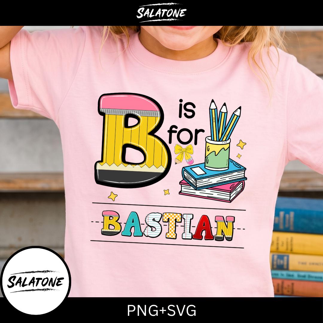 Custom Name Png Back To School Sublimation Design, Personalized Kids Name Shirt Png, School Books Pencil Cup Digital Download