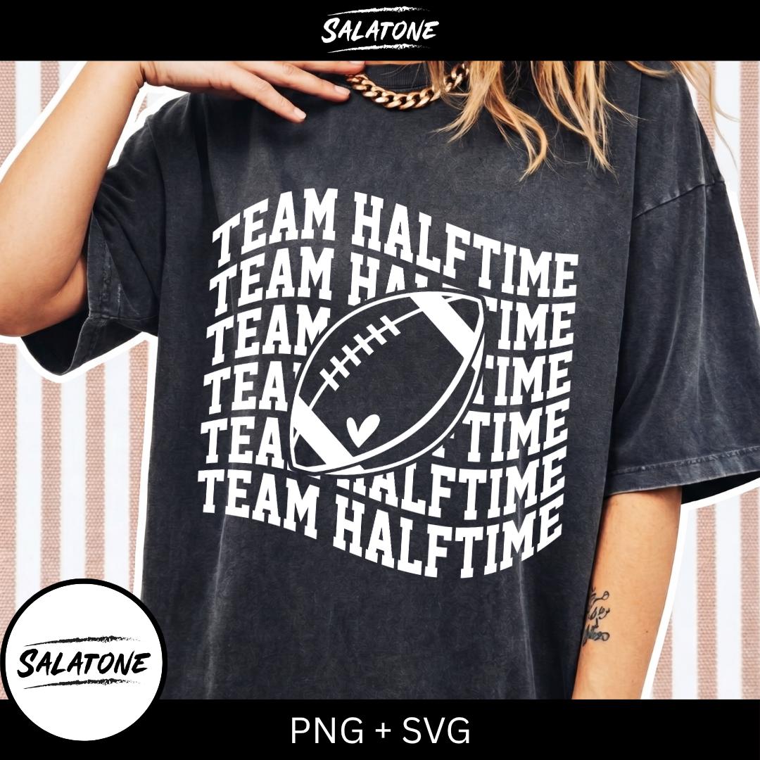 Team Halftime SVG | Wavy Football Shirt Design | Funny Super Bowl PNG | Football Mom Cut File | Game Day Graphic
