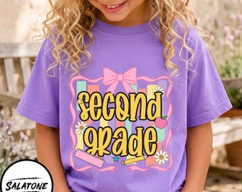 Second Grade PNG SVG Retro Back To School Design, Groovy Shirt Sublimation Cut File for Teachers Kids
