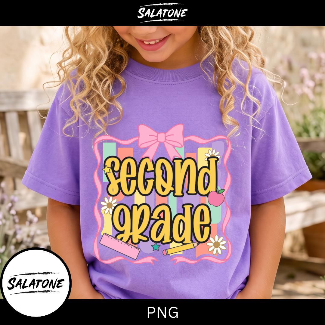 Second Grade PNG SVG Retro Back To School Design, Groovy Shirt Sublimation Cut File for Teachers Kids