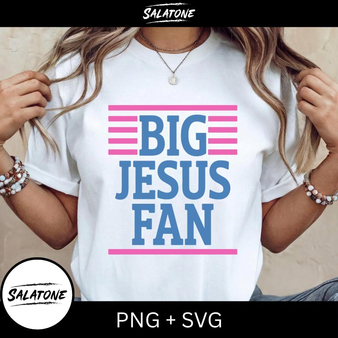 Big Jesus Fan PNG SVG | Retro Coquette Christian Shirt Design (Digital Download)