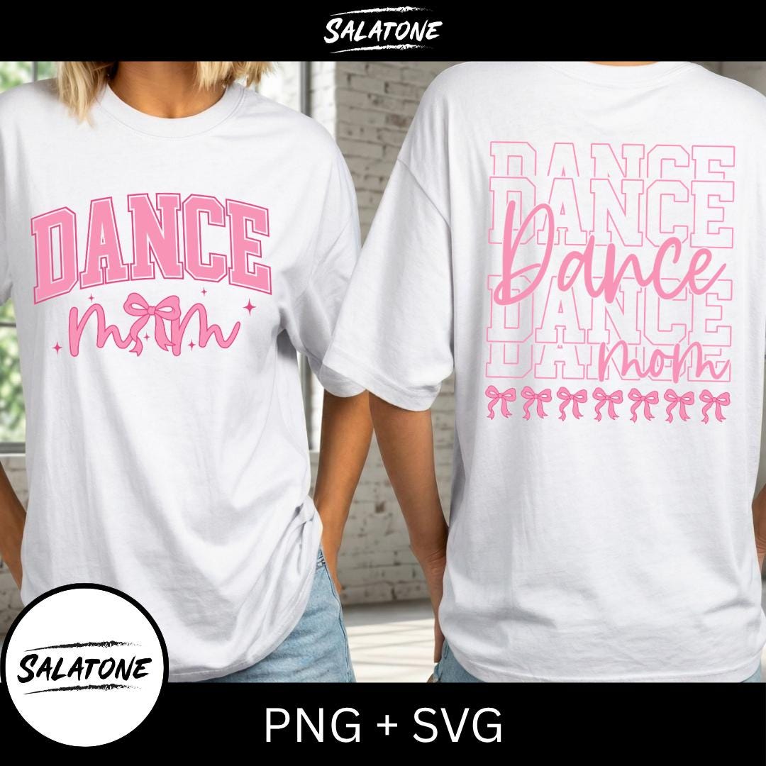 Dance Mom SVG PNG, Coquette Pink Bow Varsity Sublimation Design (Digital Download)