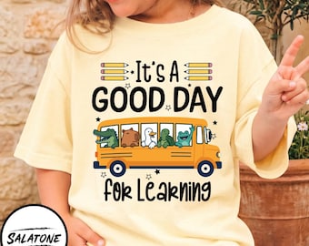 Good Day For Learning Png Sublimation Design, School Bus Animals Kids Shirt Png, Cute Back To School Digital Download