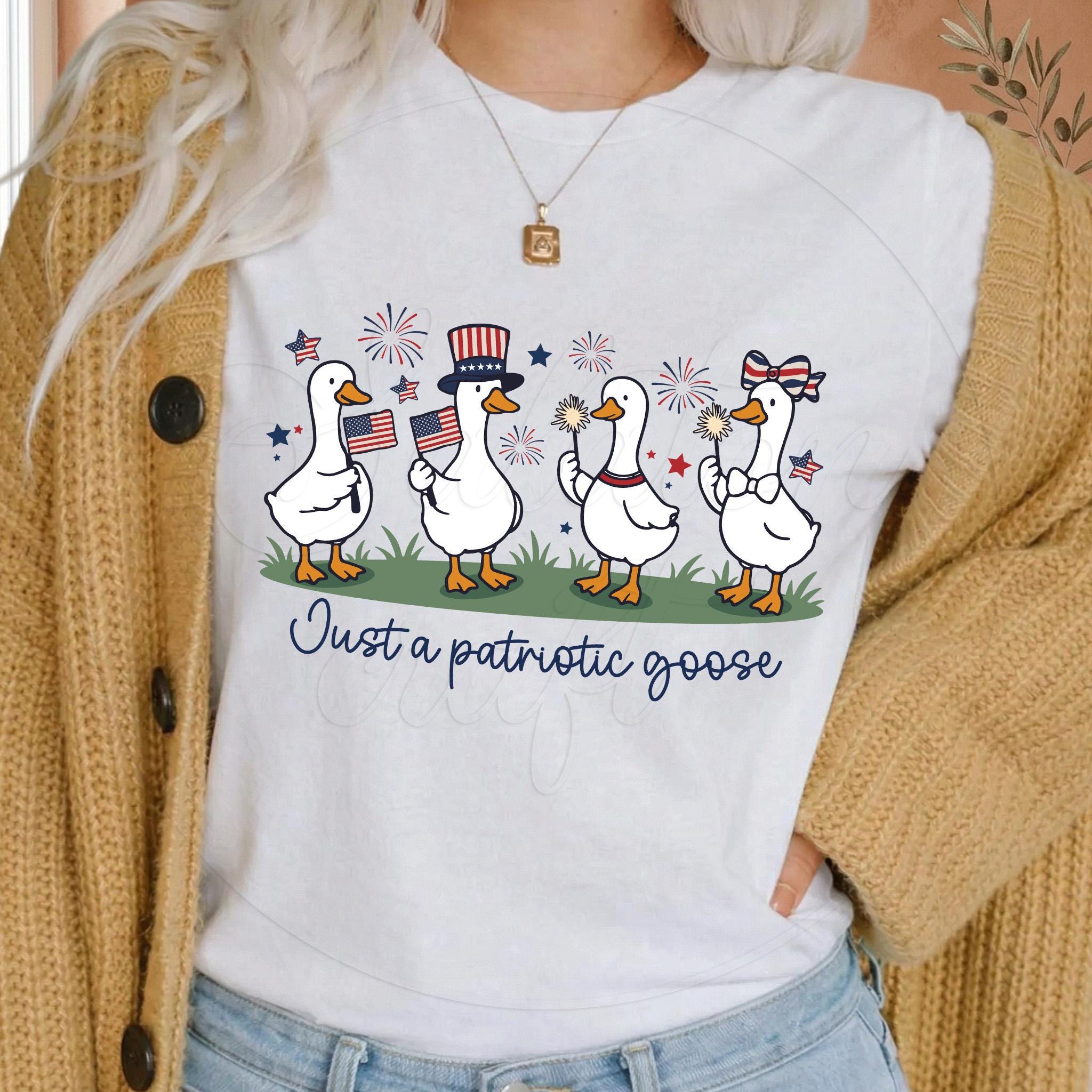Just a Patriotic Goose SVG | Funny 4th of July PNG | America 250 Shirt Design | Silly Goose Independence Day Sublimation | USA Cut File