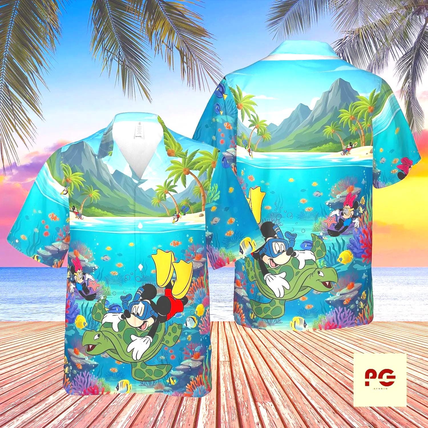 Discover Tropical Ocean Hawaiian Shirt, Summer Beach Button Up, Sea Turtle Island Shirt, Vacation Aloha Shirt, Unisex Beachwear