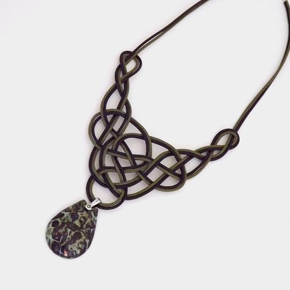 Items similar to GET NOTICED Celtic Knot Leather Statement Necklace