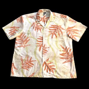 VTG Moana Hawaiian Shirt Mens Button Up Size XL Made In Hawaii Orange White