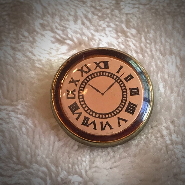 Vintage Roman Numeral Clock Plastic Button