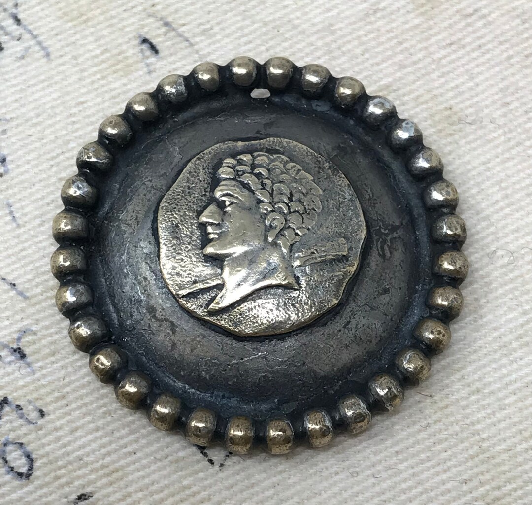 Victorian Antique Metal Picture Button Roman Nobleman Cut Steel Outer ...