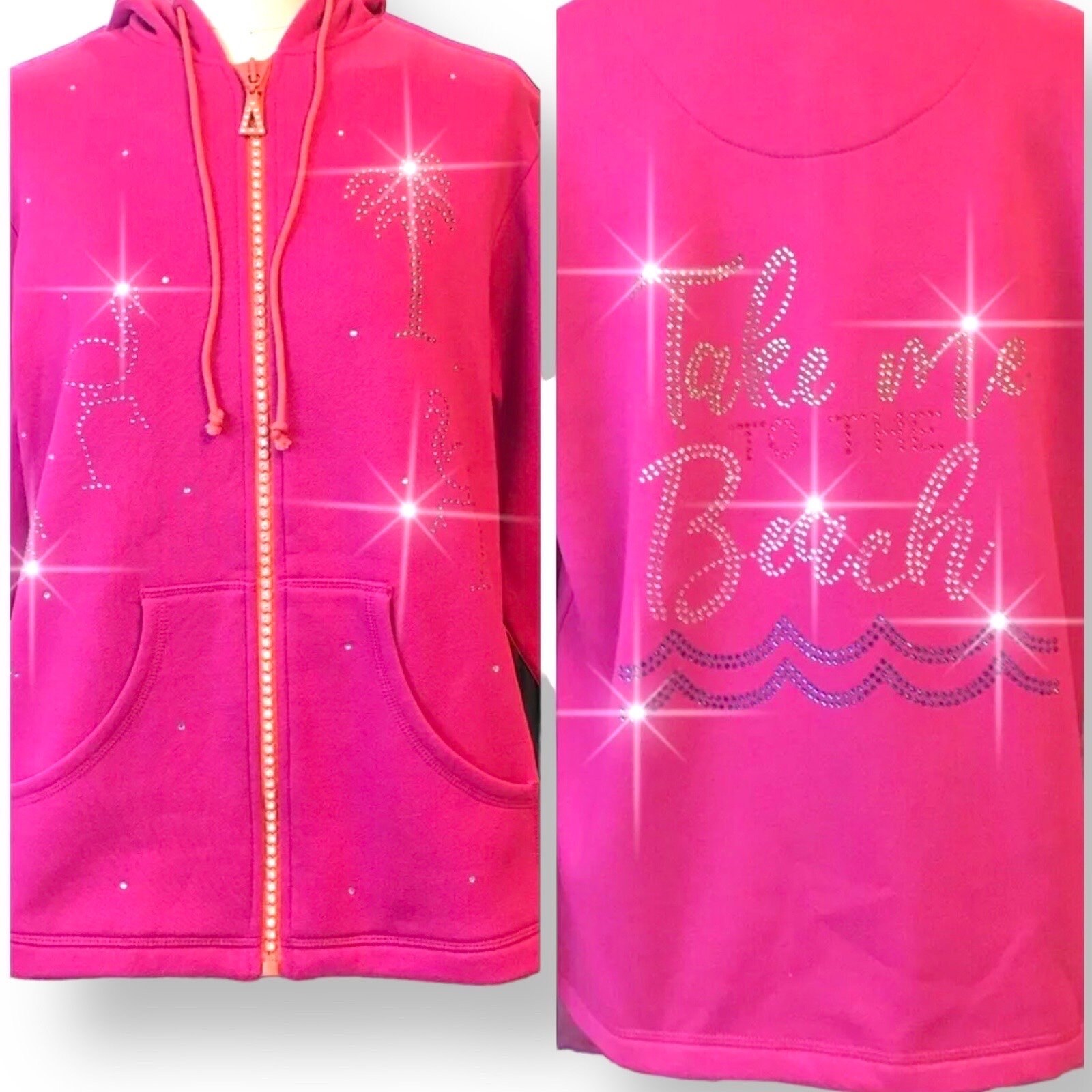 【Raucohouse】Mercury rhinestone fleece over hoodie Raucohouse】Mercury rhinestone fleece over hoodie