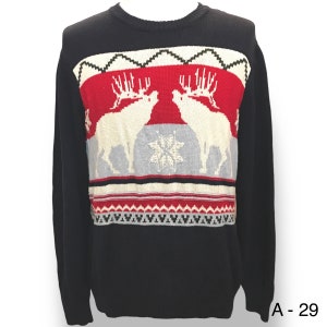 Dockers Large L Christmas Sweater Snowflake Blue Red White Reindeer