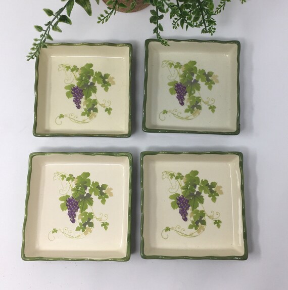 California Pantry Classic Ceramics 3 5 8 Sq Grape Vine Etsy