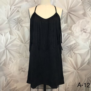 Boho Jane Black Top Long Fringe Go-Go Dancer Boho Halloween Cos Play Sz M NWT