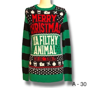 Home Alone Funny Ugly Christmas Sweater Mens S 34/36 Filthy Animal Holiday Party
