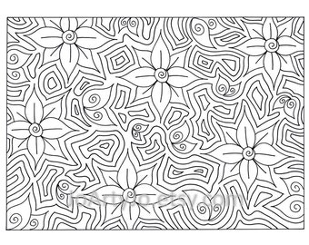 Fleur Coloriage Page imprimable, Zentangle Inspiré Téléchargement instantané, Motif Zendoodle, Page 68